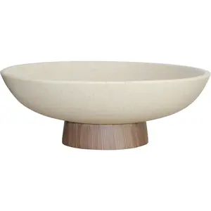 Modern  Pedestal Bowl - Large Fruit Bowl for Kitchen Counter, Catch  Tray for Entryway Table, Stylish Key Bowl & Dining Centerpiece, Brown