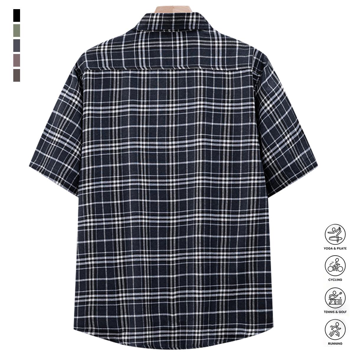 4PCS Men's Striped Casual Short Sleeve Beach Outdoor Shirt