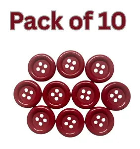 Eleganceinlife Red 2 Inch Sew-Thru Buttons Pack of 10 Durable Nylon Material Smooth Glossy Surface 4-Hole Design for Clothing Coats Jackets Cushions Crafts DIY Projects