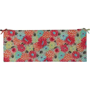 RSH Décor Artistic Floral Foam Bench Cushion For Indoor & Outdoor Use 72”x18”x2” With Ties