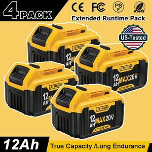 Value 4-Pack / 6-Pack 20V High Capacity Replacement Battery Compatible with DeWalt 20V Max Tools, Jobsite Performance, Lithium-Ion Power Pack for Saws & Drills