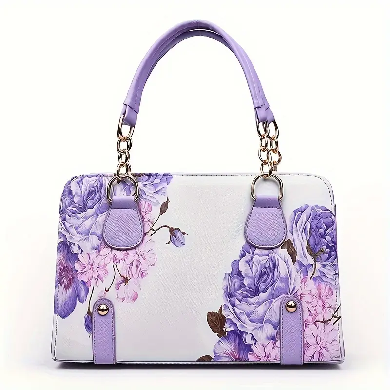 Women's Euro-American Ethnic Blue and White Porcelain Printed Crossbody Tote Purses - New Retro Fashion Handbags with Red Petal Lights Set, Ideal Friend Birthday Gift (Party Bags & Gifts, Summervibes)