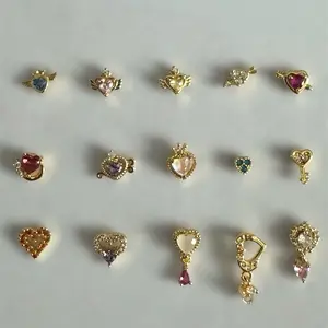 Heart Nose Ring Studs | 20 gauge L Rod | Gold Plated Stainless Steel