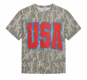 USA Camouflage Tee – Bold Red "USA" Graphic on Camo Print T-Shirt