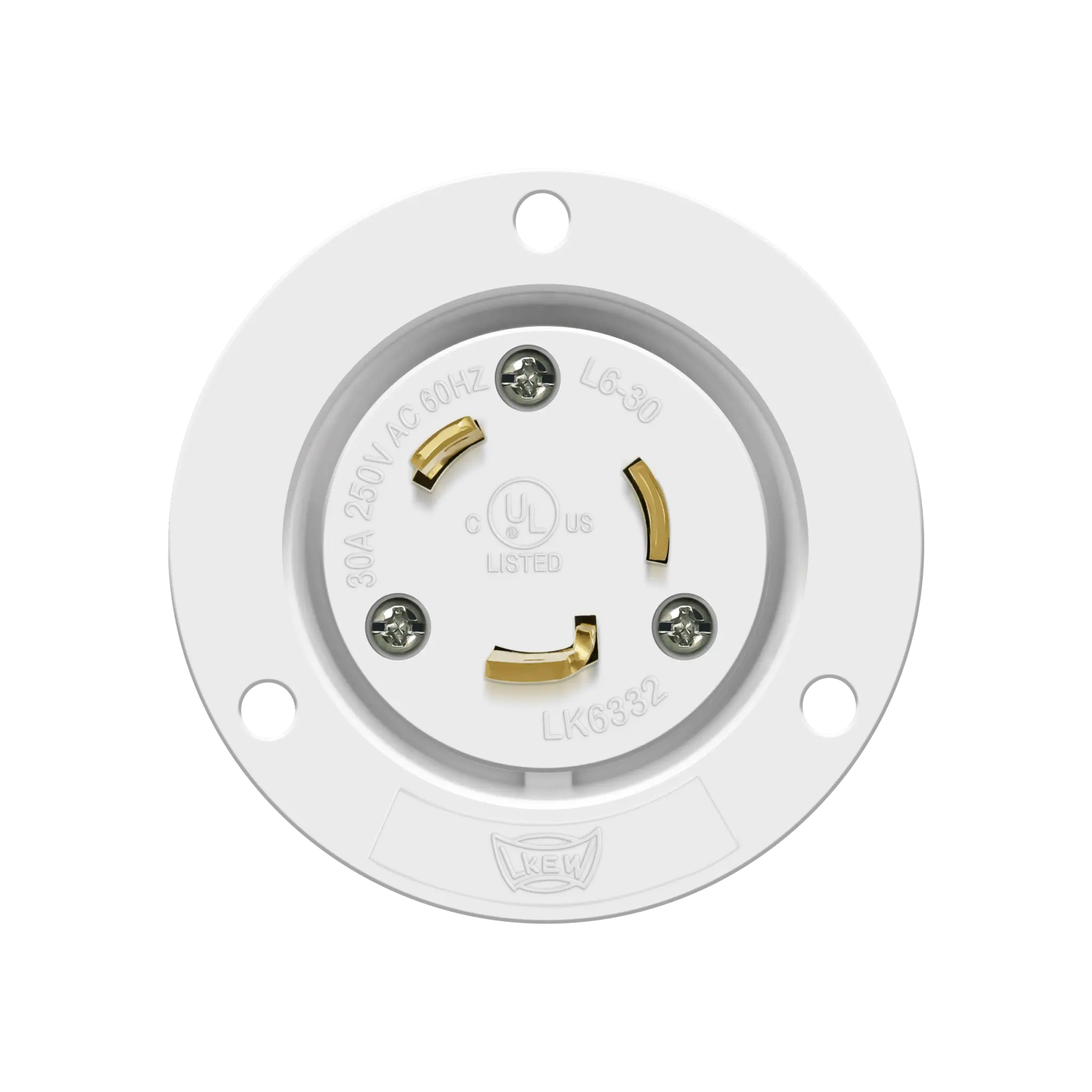 Sunco Lighting Locking Flanged Inlet High Power Socket, 30A, L6-30PFI, Twist-Resistant Sockets