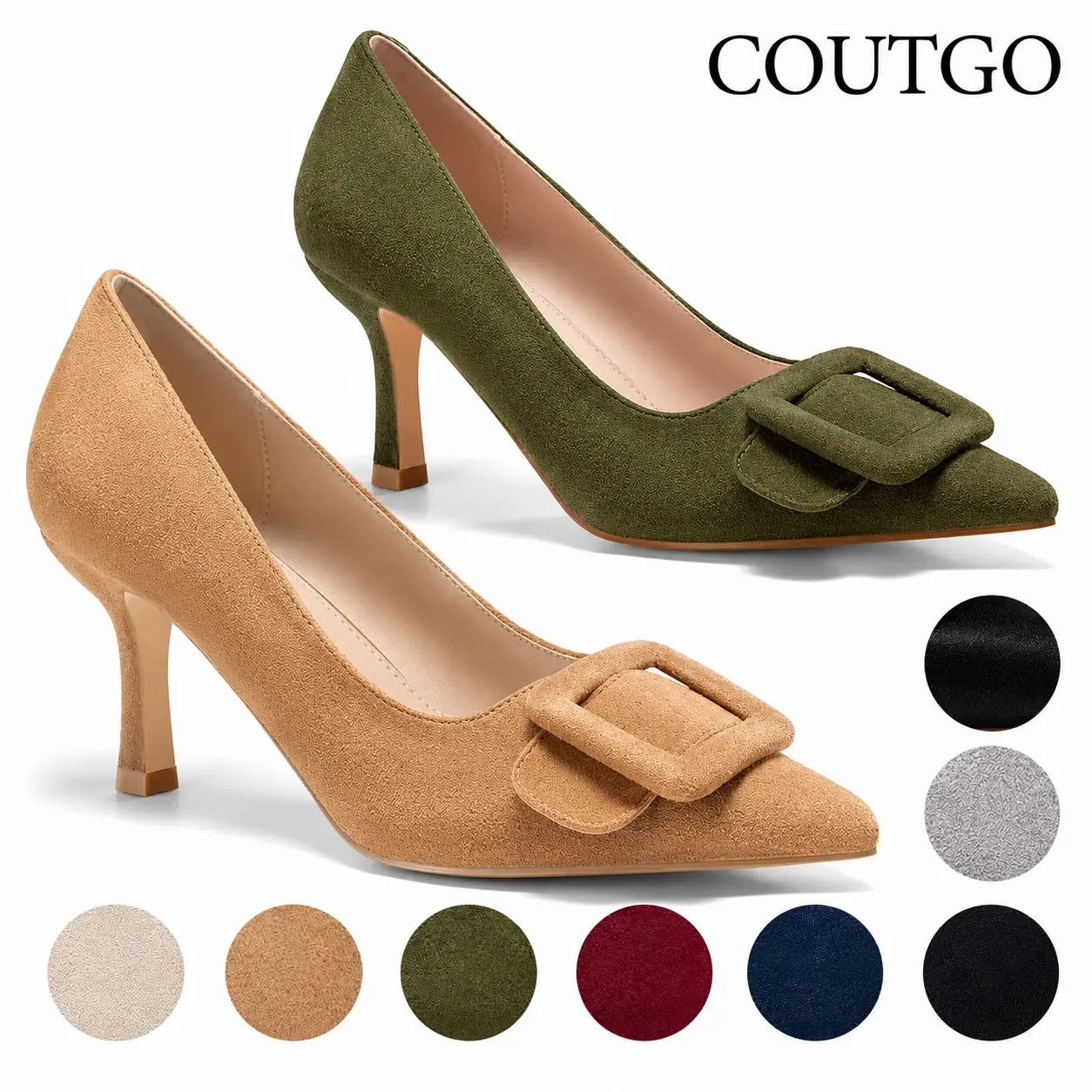 Coutgo Womens Closed Pointed Toe Pumps Stiletto High Heels Wedding Party Dress Shoes tiktokshopbacktoschool
