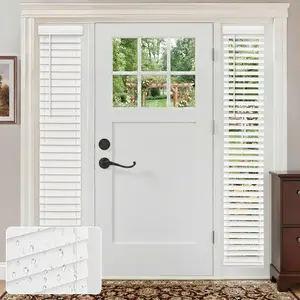 Cordless Sidelight Door Blinds 10"x 72" Horizontal Window Mini Blinds Faux Wood White Adjustable Tilt Wand Smooth Privacy Room Darkening Perfect for Sidelights & Front Door Entries 1 Pack