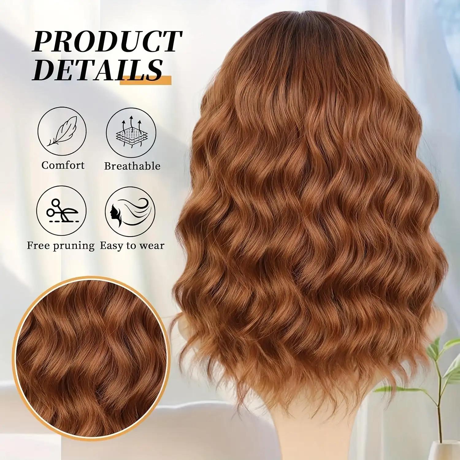 FESHFEN Invisible HD Lace Front Wig with Curtain Bangs - Natural Ash Brown Body Wave Wig for Women, Glueless & Beginner Friendly 24 inch