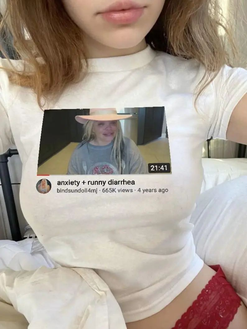 Trisha Paytas Baby Tee Trashy Bimbo Shirt, Iconic Y2K Aesthetic Vintage 90s Baby Tee, Trisha Paytas Crying Trashy Y2K Coquette Bimbocore Top