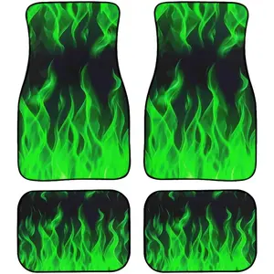 Car Floor Mats All Weather for Women Men, Green Flame Floor Carpet Thick Floor Rugs All Weather, Keep Car Floors Clean ﻿
