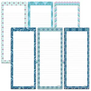 Lillian Vernon Cool Patterns Magnetic Notepads Set of 6 List Pads 6 Designs 50 Sheet Pads 3 1/4 x 8 Inches Lined Memo Pads for Shopping List and Office Organizer