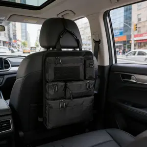 Upgrade Tactical Car Seat Back Storage Bag, Military Style Multifunctional Vehicle Seat Panel Organizer, Universal Auto Interior Accessory with Pockets for Phone Water Bottle Snacks Sundries, Fit Most Vehicles Car Storage Accessories