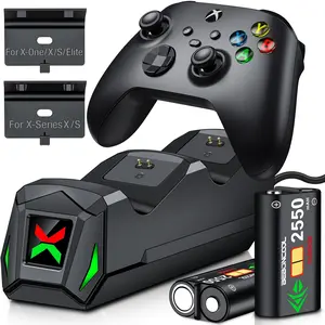 Controller Charger Station with 2x2550mAh Rechargeable Battery Packs for  Xbox One / S / X / Elite / Xbox Series S / X Controllers, Dual Charging Dock for Xbox One Controller Battery Pack with 4 Battery Covers