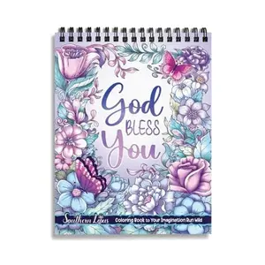 Flowers Patterns Hardcover Pages Poster God Bless You Spiral Coloring Book for Adults with Inspirational Bible Phrases Motivational Quotes Mindfulness Relaxing