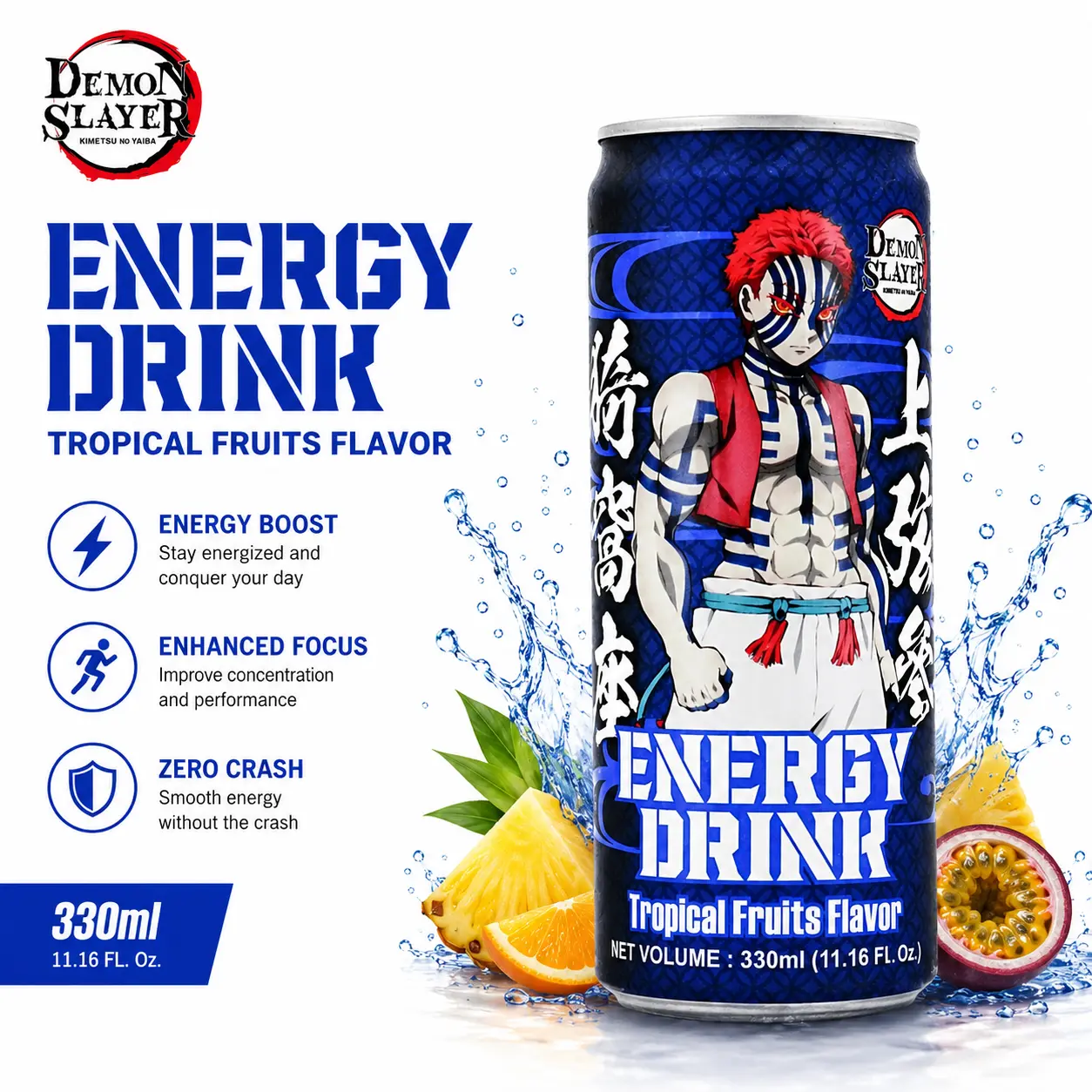 Demon Slayer Limited Edition ANYYUMS Energy Drink 11.16 fl oz （330ml) - Vietnamese Flavor - Akaza /Muzan