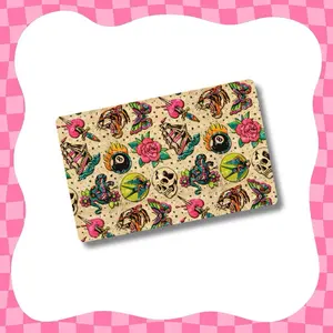 Trad Tattoo Embroidery Style Card Skin, Premium Vinyl Sticker, Front Sticker Only, Various Chip Sizes, Overlays, Long Lasting, removable, Water Resistant