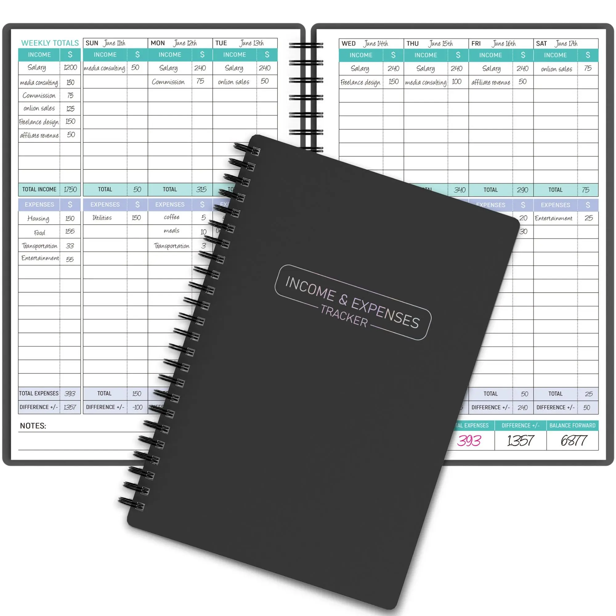 Saving Money Challenge Income & Expense Tracker Notebook, 1 Count A5 Bookkeeping Record Book for Better Money Management, Financial Record Notebook fo