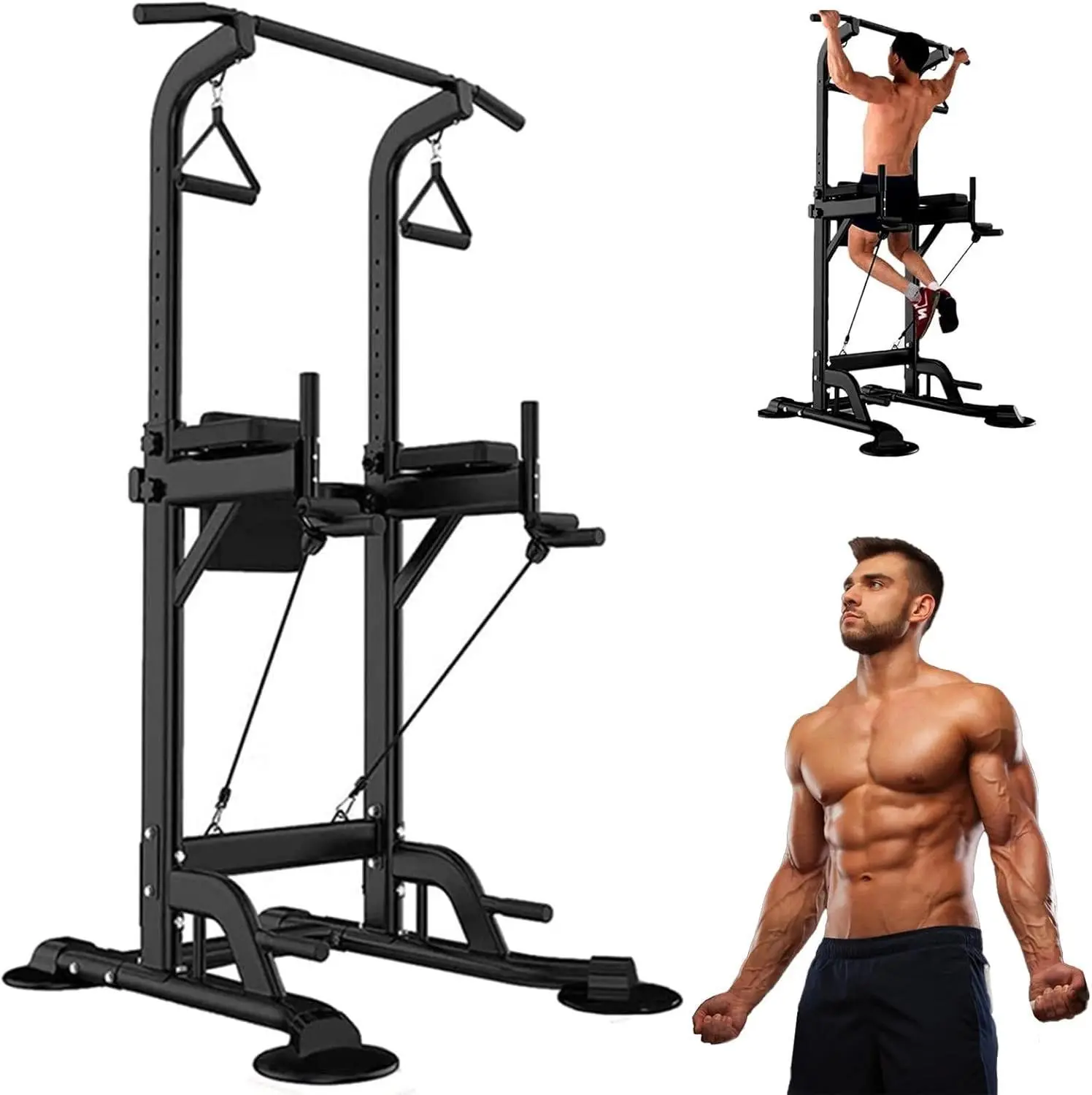 Power Tower Pull Up Bar Station Adjustable Multi-Function Home Gym Strength Training Workout Equipment