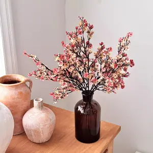 12 Stems Faux Baby's Breath Artificial Wintersweet Each With 5 Branch Tips Wedding Bridal Bouquet Home Decor Everlasting Flower Arrangement White Babys outdoorfun Baby Black