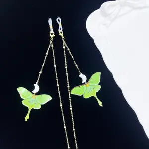 Butterfly and Moon Pendant Women's Glasses Chain, Moth Pendant Sunglasses Chain, Glasses Accessories Durable Acrylic