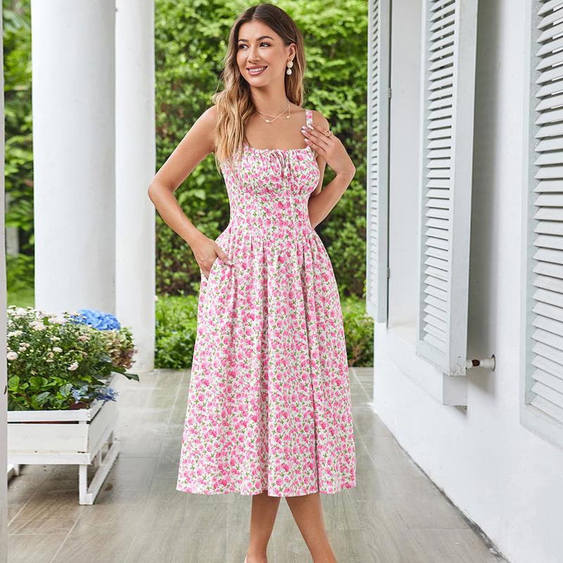 Grace Karin Women's Floral Midi Dress Corset Sundresses 2025 Summer Spring Vacation Milkmaid Dresses