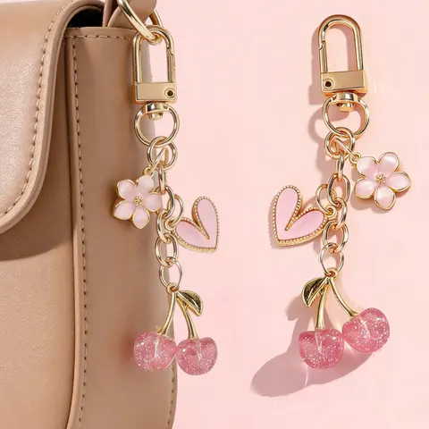 Cute Cherry Design Bag Charm, Fashionable Bag Keychain for Women & Girls, Trendy All-match & Exquisite Bag Charm for Birthday Gift, Purse Accessories, Cute Bag Charms