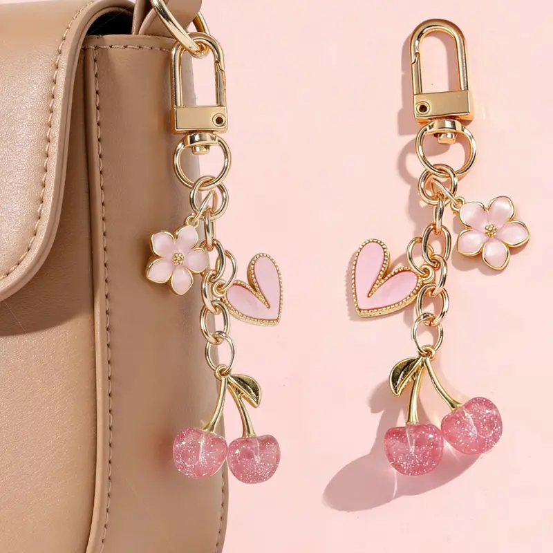 Cute Cherry Design Bag Charm, Fashionable Bag Keychain for Women & Girls, Trendy All-match & Exquisite Bag Charm for Birthday Gift, Purse Accessories, Cute Bag Charms
