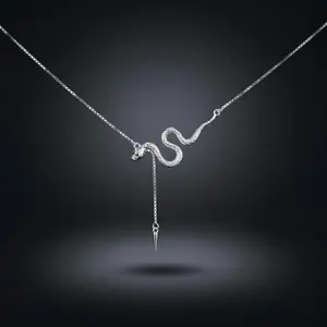 S925 Sterling Silver Snake Necklace Silver Minimalist Jewelry, Dainty Serpent Pendant Necklace, Silver Snake Chain Necklace for Women
