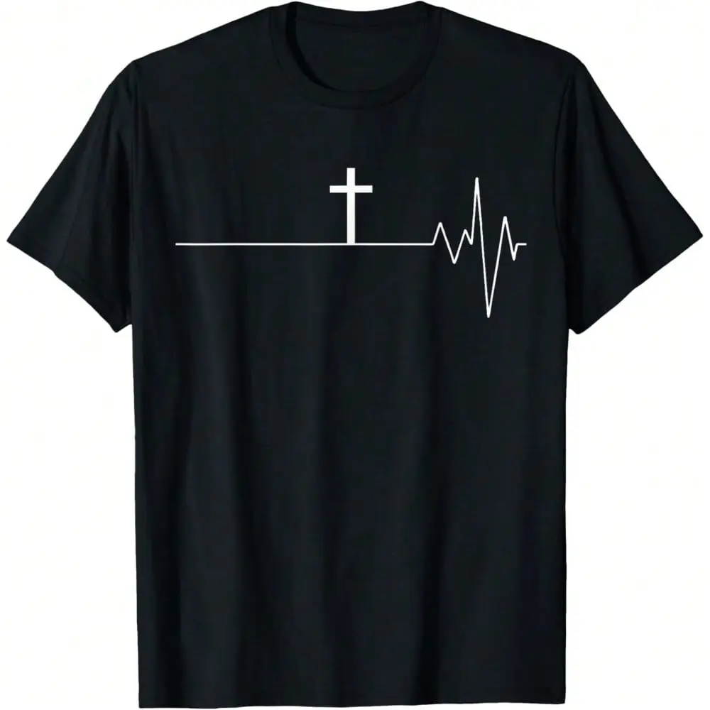 Cross Your Heart T-Shirt - Christian T-Shirt Heart Beat T-Shirt,Unisex Soft Fabric, Breathable, Comfortable Casual Fashion Short Sleeve T-Shirts Perfect For Summer