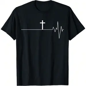 Cross Your Heart T-Shirt - Christian T-Shirt Heart Beat T-Shirt,Unisex Soft Fabric, Breathable, Comfortable Casual Fashion Short Sleeve T-Shirts Perfect For Summer