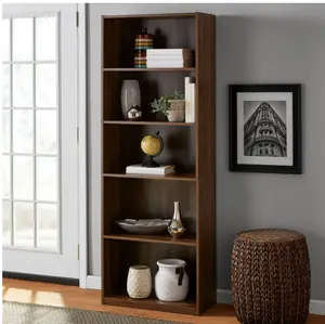 5-Shelf Bookcase with Adjustable Shelves, Canyon Walnut