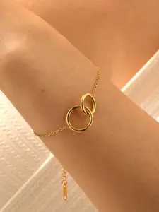 Stainless steel interlocking circles adjustable chain bracelet for women