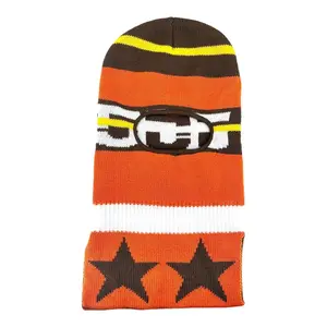 Unisex Spider Worldwide 555 Logo Balaclava, Orange-White Multi Color Fashion Accessory Hat