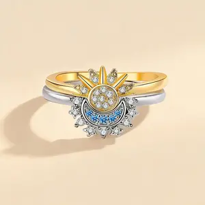 Sun and Moon Ring Set Stackable Rings for Women Sparkling Gold and Silver Rings CelestialJewelry  Matching Rings as Friendship Rings BBF Gifts for Bestie Wedding Rings