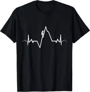100%cotton Climbing T-Shirt Heartbeat Rock Mountain Bouldering Gift T-Shirt Top Vintage