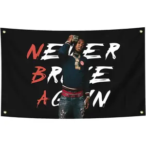 Youngboy Never Broke Again Funny Poster - Durable Man Cave Wall Flag with Brass Grommets,  for College Dorm Room Decor, Outdoor Decoration Gift
