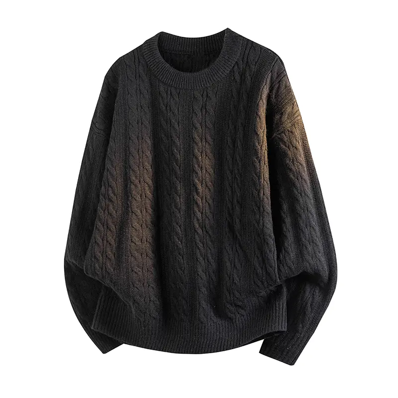 Men's Vintage Cable Knit Sweater, Long Sleeve Crewneck Pullover in a Soft Loose Fit for Streetwear and Outdoors, Menswear, Knitwear, Evening, Round Neck, Thanksgiving, Crew Neck, Exquisite Craftsmanship