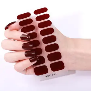 16 Tips Semi-Cured Gel Nail Strips, Simple Self-Adhesive Nail Art Kit for DIY, UV Light Required, Easy to Apply and Remove, Gel Nail Stickers