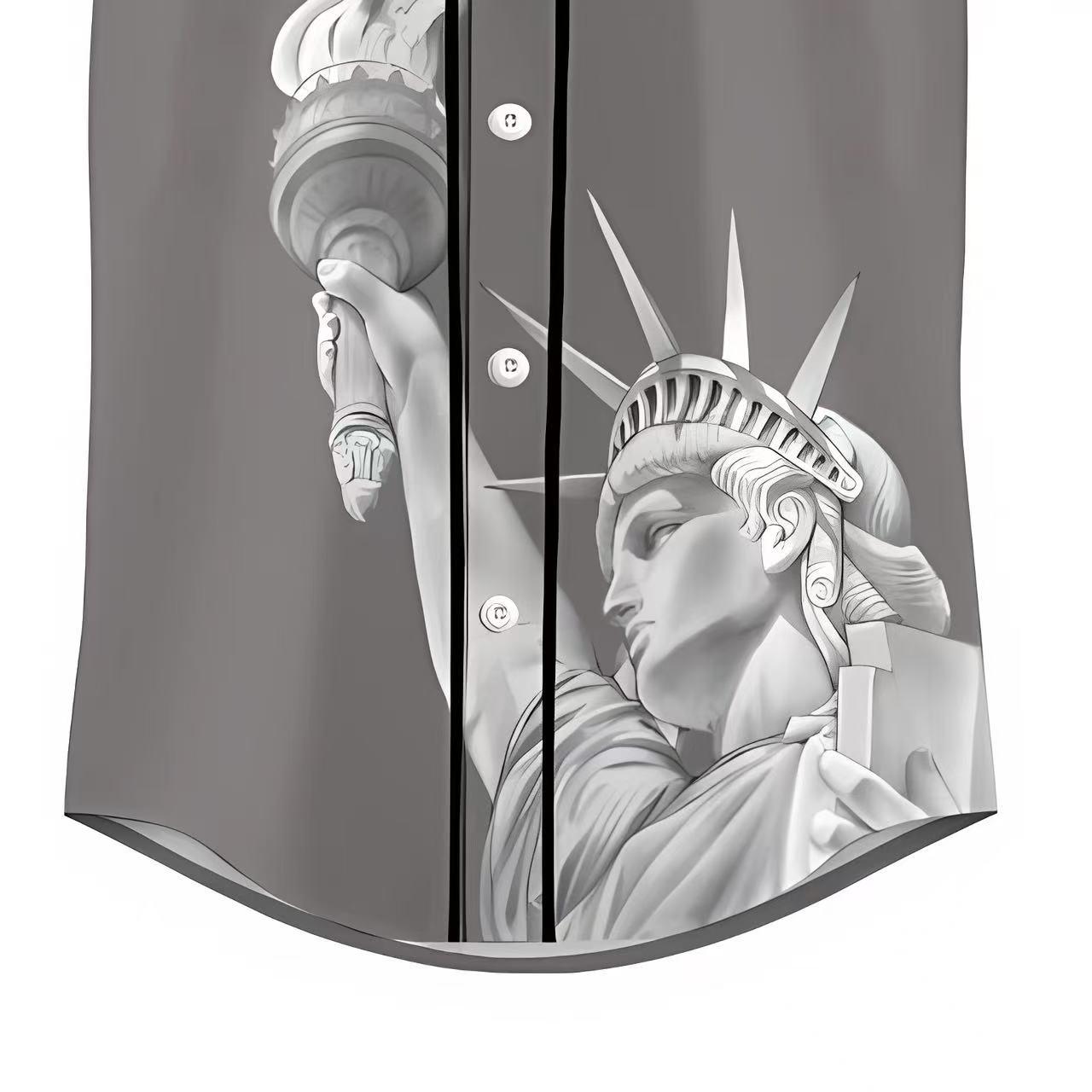 American baseball sweatshirt, Statue of Liberty printed T-shirt, American flag sleeve design, Qixi Day men's patriotic sweatshirt