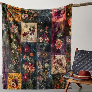 Vintage Green Floral Plaid Flannel Throw Blanket - Soft, Warm & Cozy For Couch, Bed, Office, Camping |   Versatile All-Season Gift