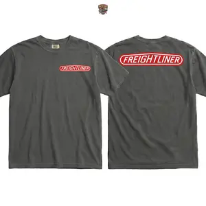 [Comfort Colors] Freightliner Red Logo T-Shirt – 2side Graphic Truck Shirt, Classic Trucker Cotton Tee, Summer Outfit for Drivers, Unisex Top, Vintage Semi Truck Style