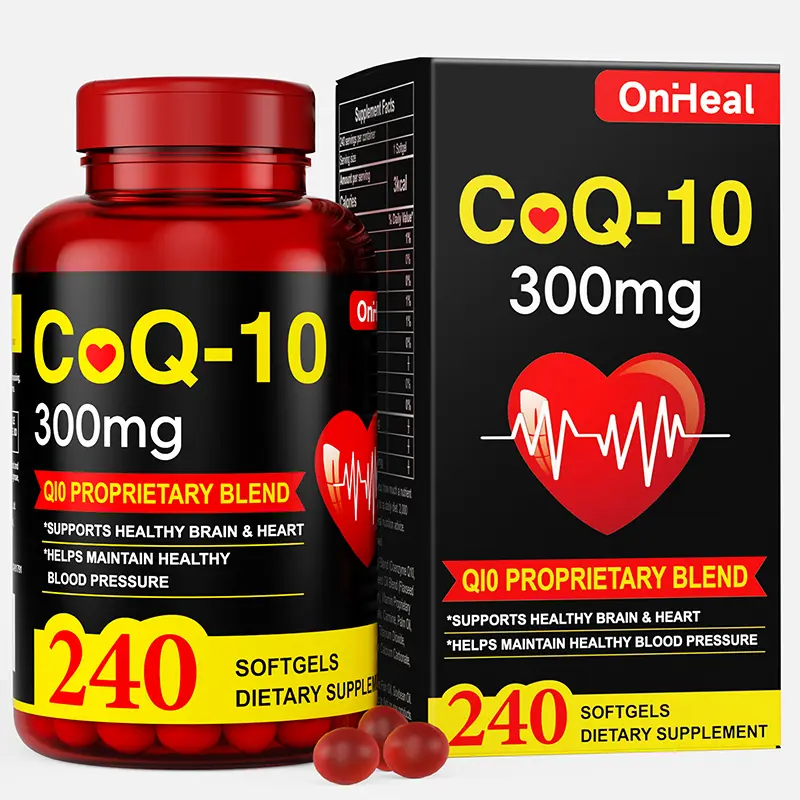 Onheal CoQ-10 Dietary Supplements - Natural, Gluten-Free, GMO-Free, Antioxidant-Rich Coenzyme Q10 Softgel Capsules for Adult Heart Health, Energy Boost - 240 Count