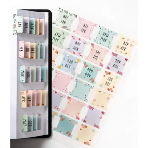 Laminated Planner Monthly Tabs, 24 Peel and Stick Tabs for Notebooks (12 Month Tabs and 12 Blank Tabs), Calendar Monthly Tab Stickers/Dividers (Assorted), Medium