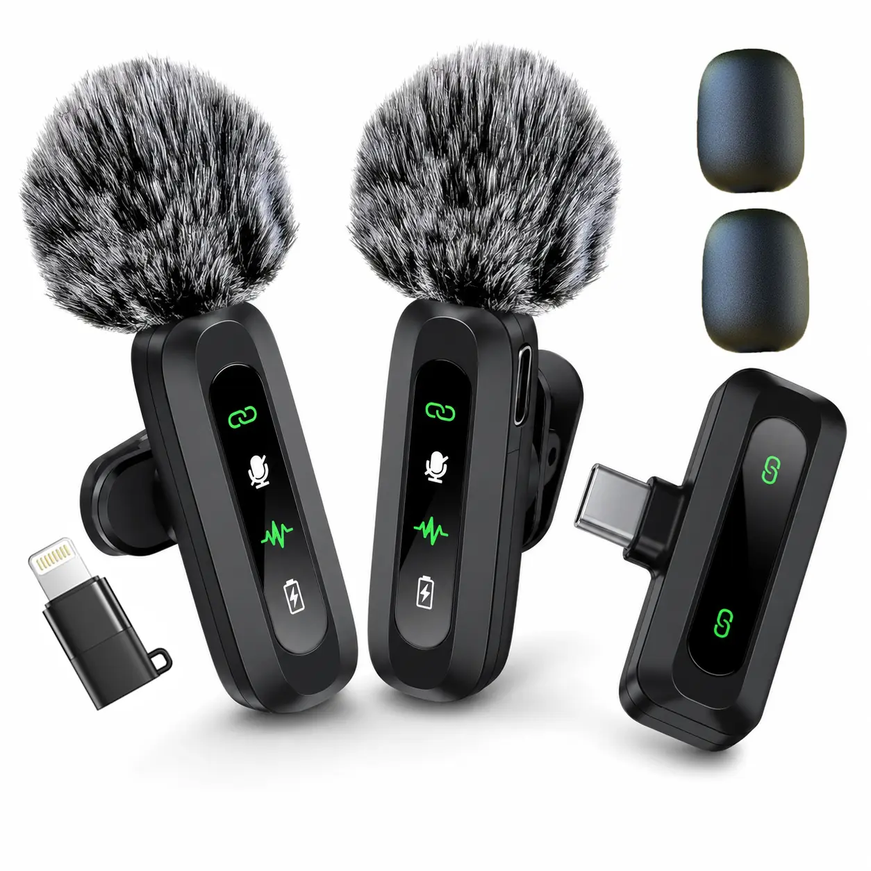 HITOZON Professional Wireless Lavalier Microphone - Rechargeable Lapel Mic with Lightning, Built-in Li-ion Battery, Multi-Device Compatibility, Manufacturer Warranty for iPhone, Android, Cameras, Plug-and-Play Omnidirectional Condenser for Video Recording