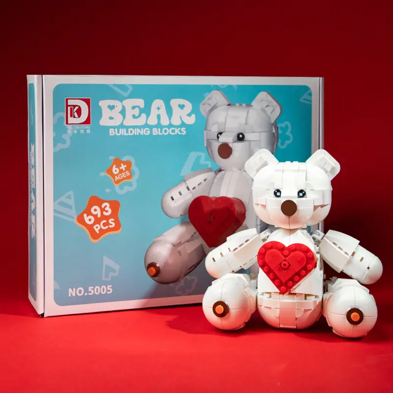 693PCS Heart-Shaped Big White Bear Building Block Set, NO.5005 Creative Gift for Valentine's Day & Birthdays, Toys for Building Block Enthusiasts, Building Block Sets
