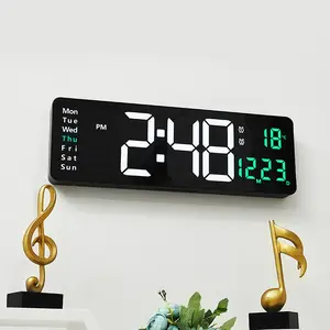 16-Inch Nordic LED Digital Wall-Mount Clock, Minimalist Multi-Function Large Display Device with Time, Date, Week, Temperature for Living Room, Office