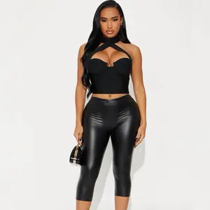 LEATHER CAPRI
