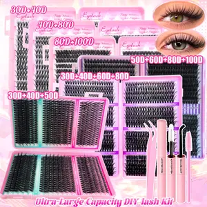 Queenice Mixed Fake Eyelash Set Fluffy 30D-100D, D Curl Natural Bare Makeup, Soft Lightweight Reusable, Multiple Lengths 9-16mm Available