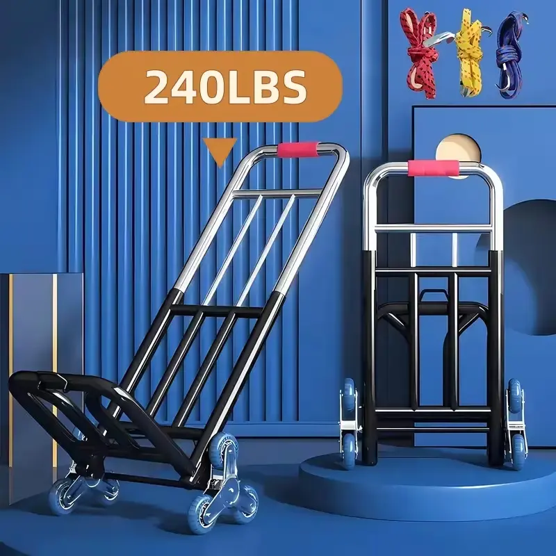 Heavy-Duty Foldable Hand Truck Featuring Adjustable Buckles, Stair-Climbing Wheels, And A Portable Lifting Design Ideal for Shopping And Transport; Suitable for Hauling, Stair Climbing, And Grocery Runs A Perfect Gift for Mother's Day Or Easter. Col