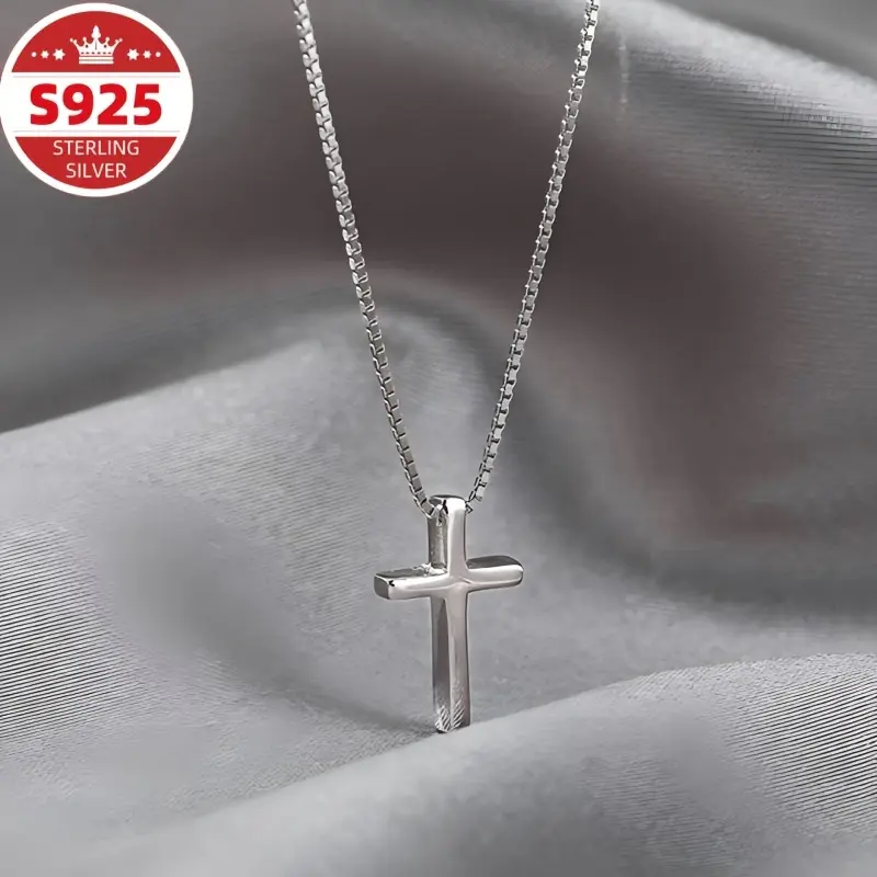 S925 Sterling Silver Minimalist Stylish Elegant Cross Necklace - Delicate Niche Pendant for Women, Versatile Fashion Accessory, Ideal Gift for Valentine’s Day, Christmas
